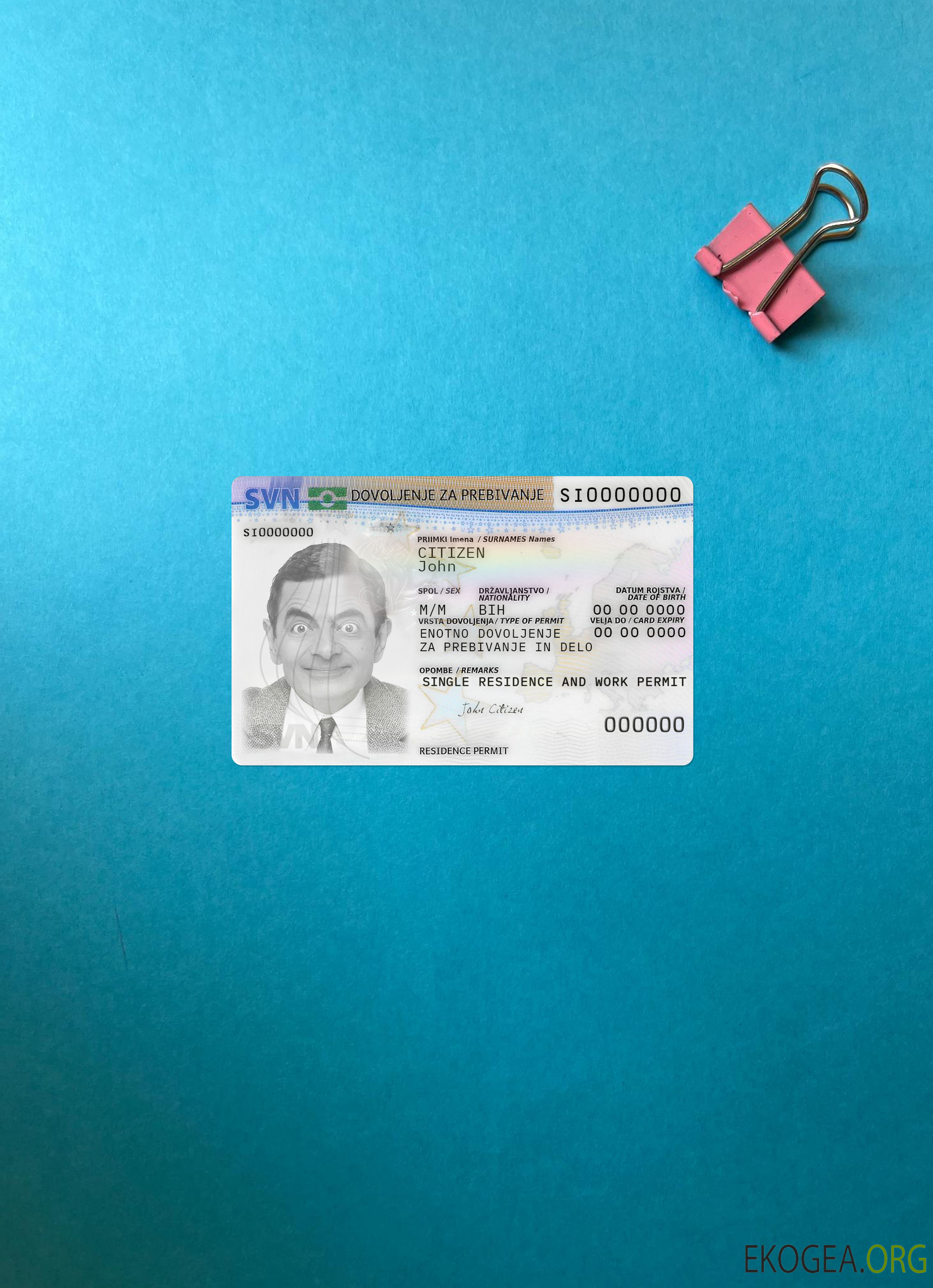 Photolook de la carte de permis de séjour en Slovénie